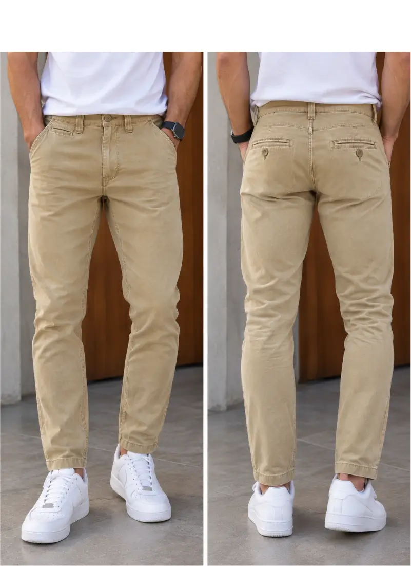 Pantalón chino beige para hombre