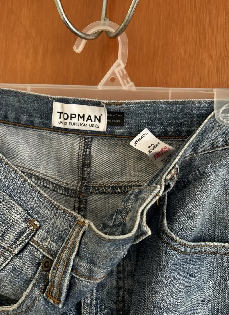 Bermuda larga Topman Carrot de mezclilla azul para hombre