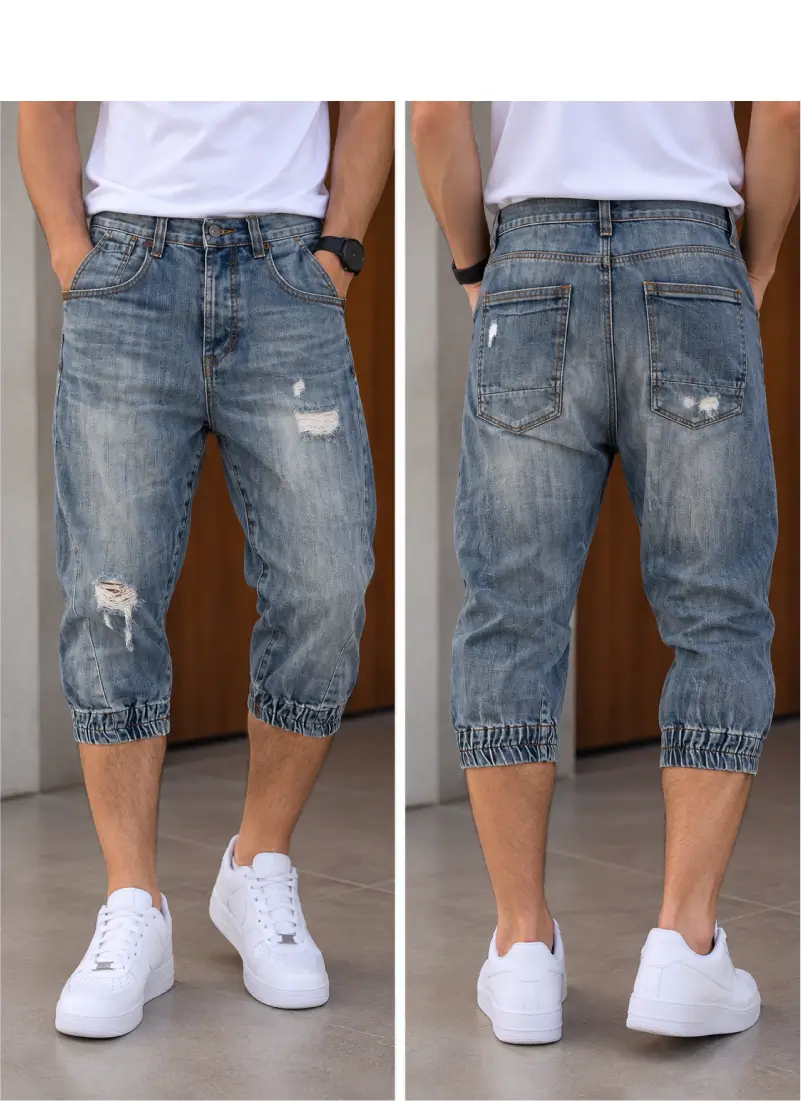 Bermuda larga Topman Carrot de mezclilla azul para hombre
